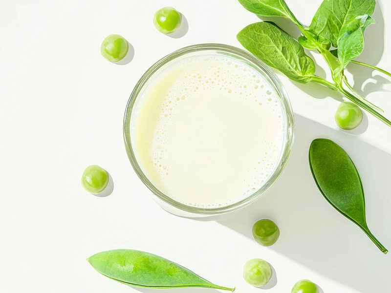 Erbsenmilch schmeckt ähnlich wie Sojamilch, aber etwas wässriger oder nussiger. 